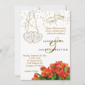 Invitation Carton d'invitation de mariage à fleurs orange vif (Devant)