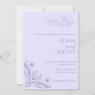 Invitation Carton d'invitation de mariage à la lavande floral