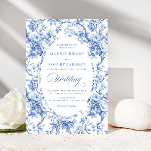 Invitation Carton d'invitation de mariage à la rose bleue de