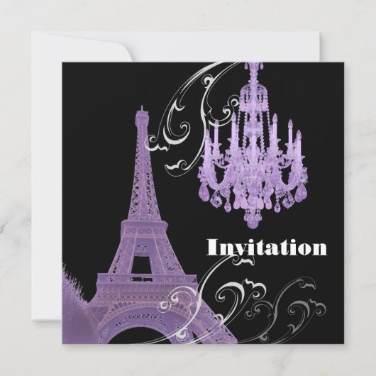 Invitation Carton d'invitation de mariage à la Tour Eiffel av (Devant)