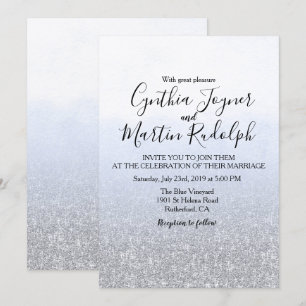 Invitation Carton d'invitation de mariage à l'aquarelle gris