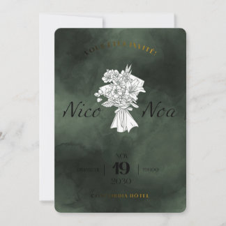 Invitation Carton d'invitation de mariage à l'aquarelle sarce