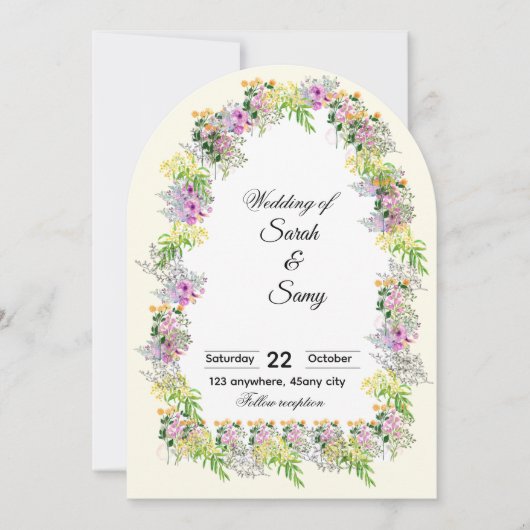 Invitation Carton d'invitation de mariage à l'arche florale r (Devant)