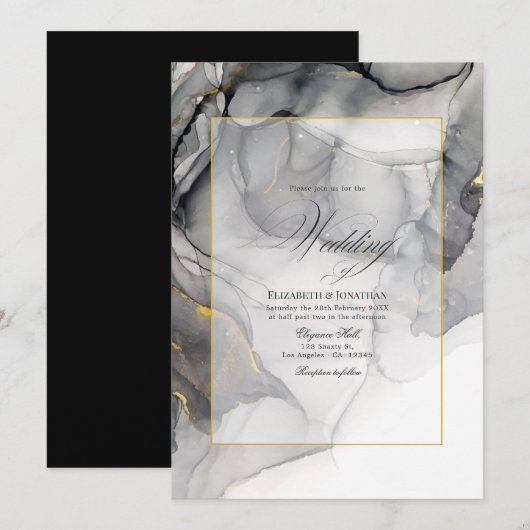 Invitation Carton d'invitation de mariage à l'encre alcooliqu (Devant / Derrière)