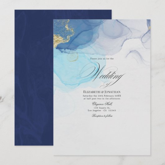Invitation Carton d'invitation de mariage à l'encre alcooliqu (Devant / Derrière)
