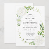 Invitation Carton d'invitation de mariage à l'hydrangea blanc (Devant / Derrière)