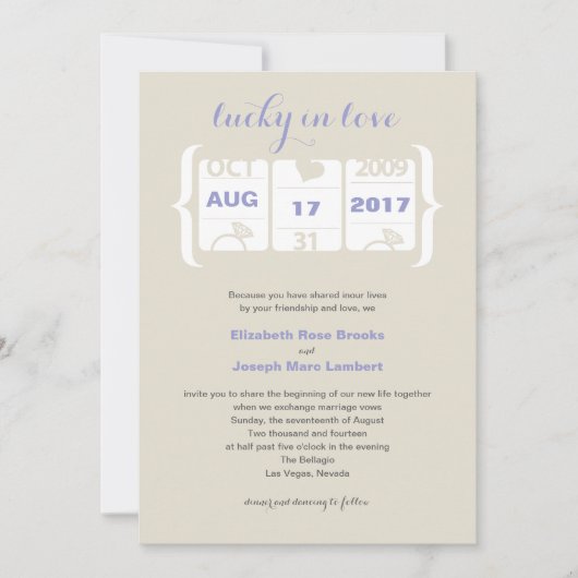 Invitation Carton d'invitation de mariage à machine à sous (Devant)
