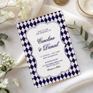 Invitation Carton d'invitation de mariage à motif bleu Royale