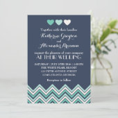 Invitation Carton d'invitation de mariage à motif chevron ble (Debout devant)