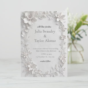 Invitation Carton d'invitation de mariage à motif floral arge
