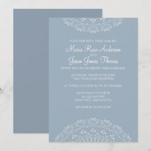 Invitation Carton d'invitation de mariage à motif mandala ble