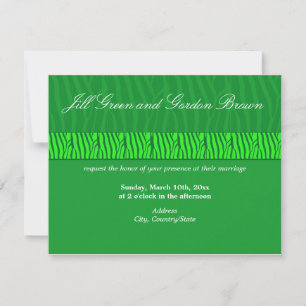 Invitation Carton d'invitation de mariage à motif zèbre vert