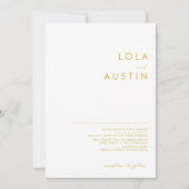 Invitation Carton d'invitation de mariage à police dorée mini (Devant)