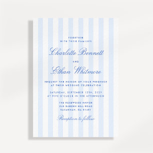 Invitation Carton d'invitation de mariage à rayure bleue