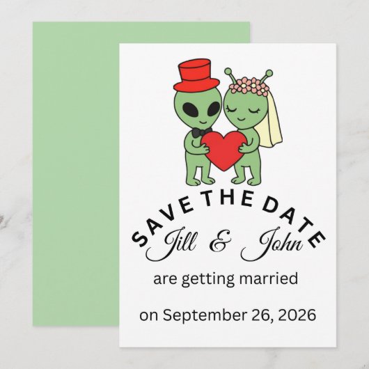 Invitation Carton d'invitation de mariage Alien Save The Date (Devant / Derrière)