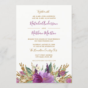 Invitation Carton d'invitation de mariage Améthyste scintilla