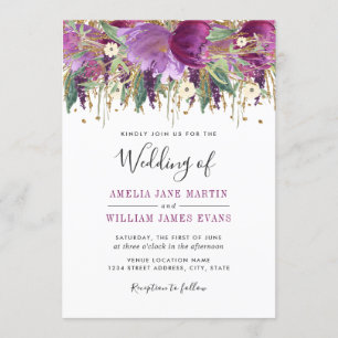 Invitation Carton d'invitation de mariage Améthyste scintilla