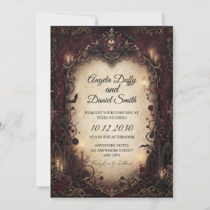 Invitation Carton d'invitation de mariage Antique Rose Gothiq
