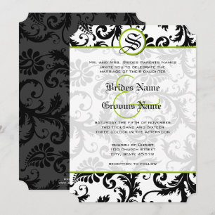 Invitation Carton d'invitation de mariage Apple Green Damask 