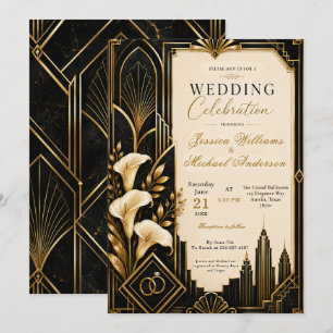 Invitation Carton d'invitation de mariage Art déco