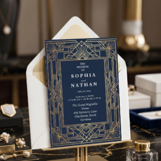 Invitation Carton d'invitation de mariage Art déco élégant