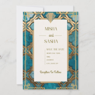 Invitation Carton d'invitation de mariage Art déco marocain