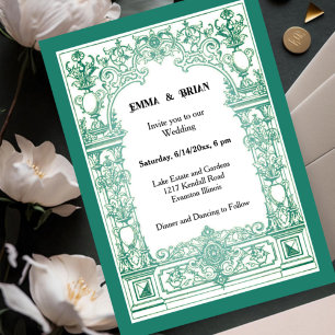 Invitation Carton d'invitation de mariage Art Nouveau Orné