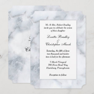 Invitation Carton d'invitation de mariage aspect marbre blanc