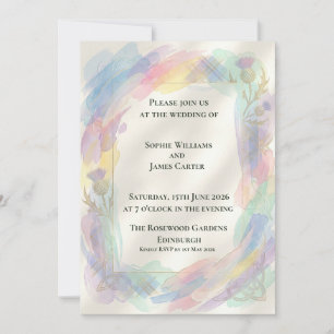 Invitation Carton d'invitation de mariage au chardon arc-en-c