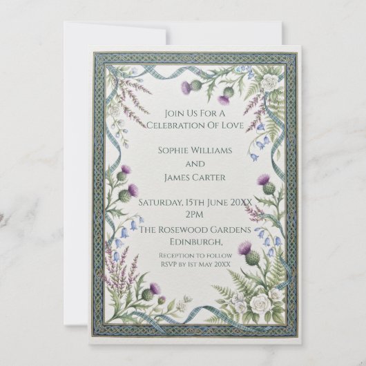 Invitation Carton d'invitation de mariage au chardon celtique (Devant)