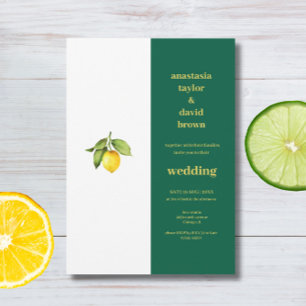 Invitation Carton d'invitation de mariage au citron vert jaun