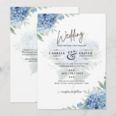 Invitation Carton d'invitation de mariage au code QR Hydrange (Devant / Derrière)