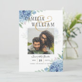 Invitation Carton d'invitation de mariage au code QR Hydrange (Debout devant)