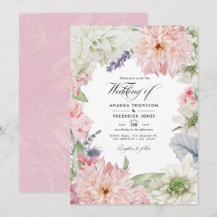 Invitation Carton d'invitation de mariage au dahlia rose past