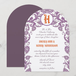 Invitation Carton d'invitation de mariage au damas de prune o