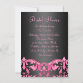 Invitation Carton d'invitation de mariage au damas noir/rose (Dos)