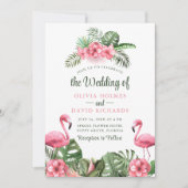 Invitation Carton d'invitation de mariage au flamant tropical (Devant)