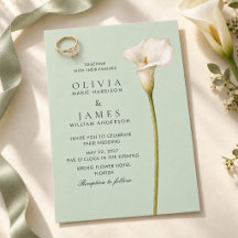 Carton d'invitation de mariage au lys calla vert s