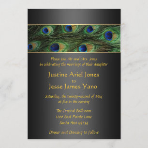 Invitation Carton d'invitation de mariage au paon
