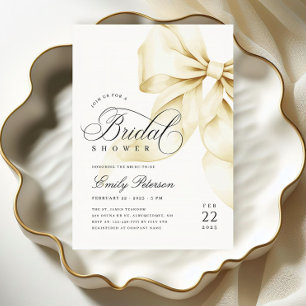 Invitation Carton d'invitation de mariage au ruban doré éléga