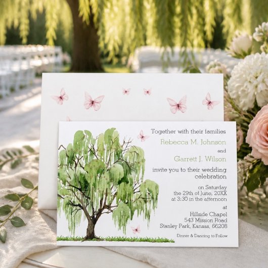 Invitation Carton d'invitation de mariage au Saule Pleureur