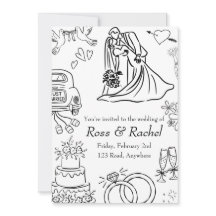 Carton d'invitation de mariage au trait continu
