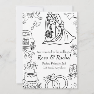 Invitation Carton d'invitation de mariage au trait continu