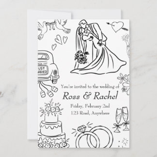 Invitation Carton d'invitation de mariage au trait continu