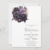 Invitation Carton d'invitation de mariage aux élégantes roses (Devant)