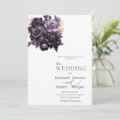 Invitation Carton d'invitation de mariage aux élégantes roses (Debout devant)