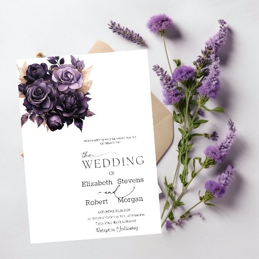 Invitation Carton d'invitation de mariage aux élégantes roses