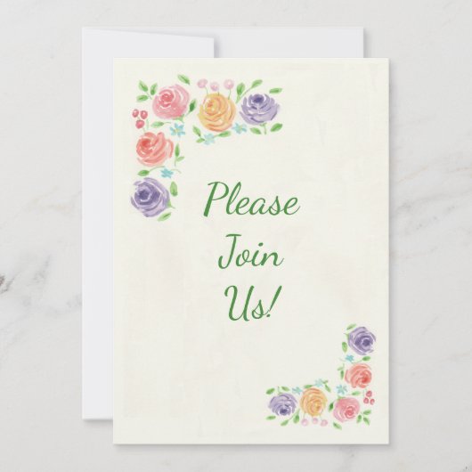 Invitation Carton d'invitation de mariage aux fleurs à l'aqua (Devant)