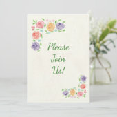 Invitation Carton d'invitation de mariage aux fleurs à l'aqua (Debout devant)