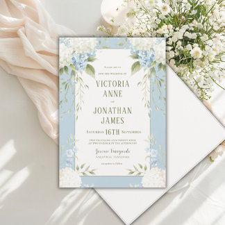 Invitation Carton d'invitation de mariage aux fleurs bleues d